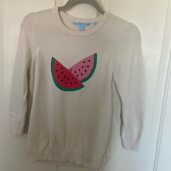 Draper James Cream Watermelon Sweater Reese Whiterspoon Brand Size Small - Picture 2 of 6
